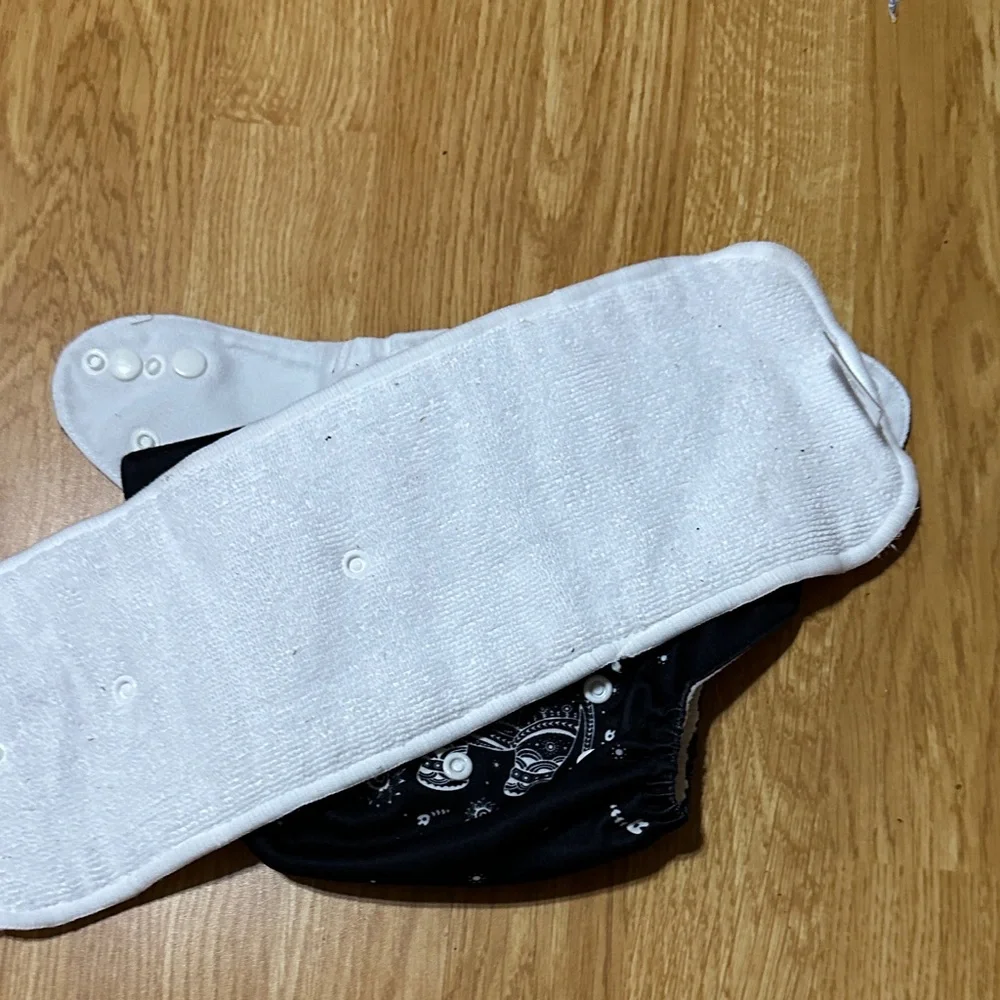 Black Cloth Diaper with Elephant Design